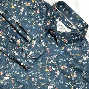 Stitch Note Western Wear Shirt Mens L Floral AOP Egyptian Cotton Twill Button Up